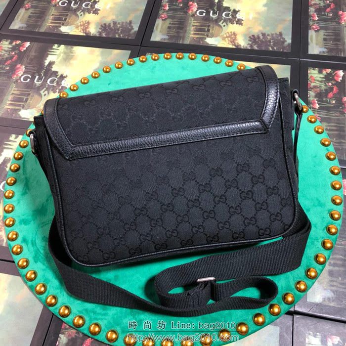 GUCCI 古馳男包 新款 449175 黑布 男女通用款 黑色帆布 Gucci單肩斜挎包